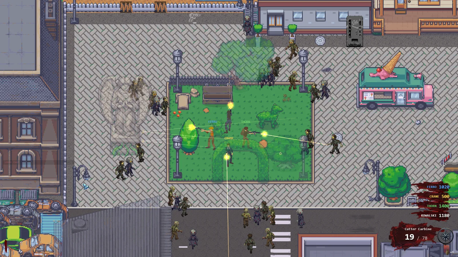 A four-player crew holding the park